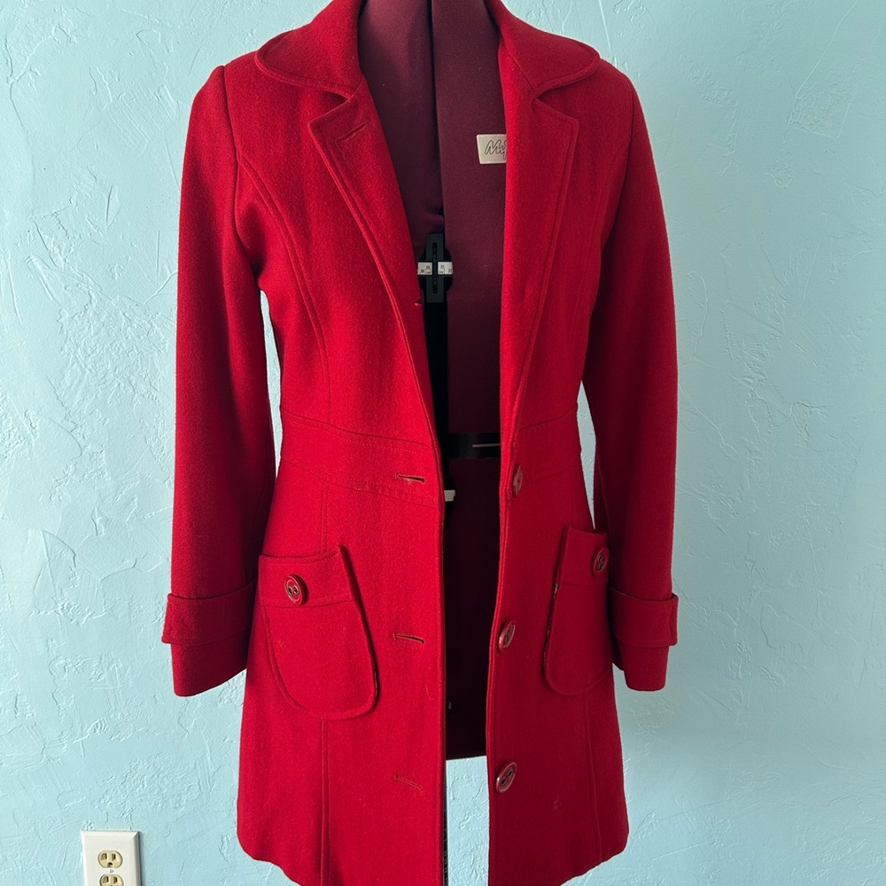 Maralyn & Me Vibrant Red Pea Coat